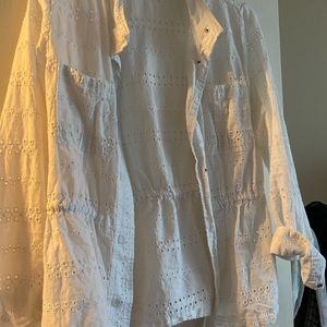 Maurices White Eyelet Button Up Lightweight Jacket